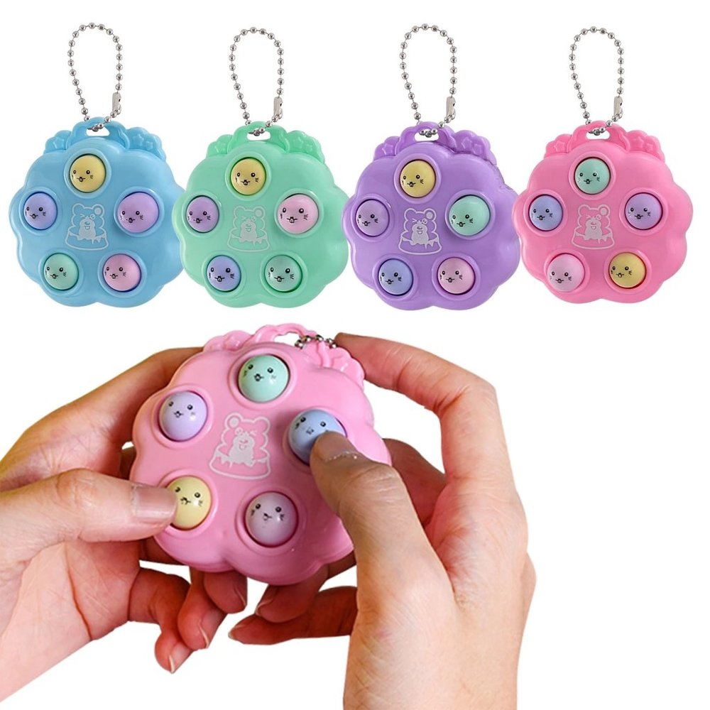 5 Piece of Plastic Pop It Fidget Keychain Toy Assorted Color